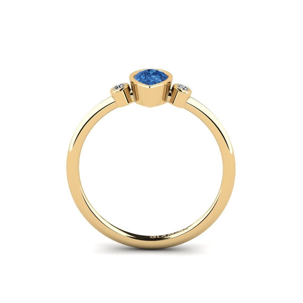 Dark Blue Zirconia Engagement Ring Mirr