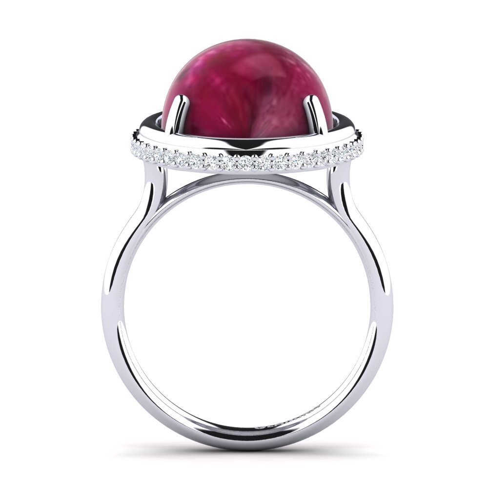 950 Platinum Cabochon Ruby Ring Mirshika