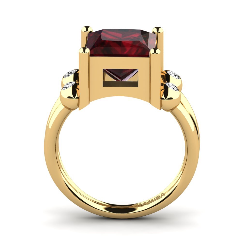 14k Oro Amarillo Granate Anillo Miskaela