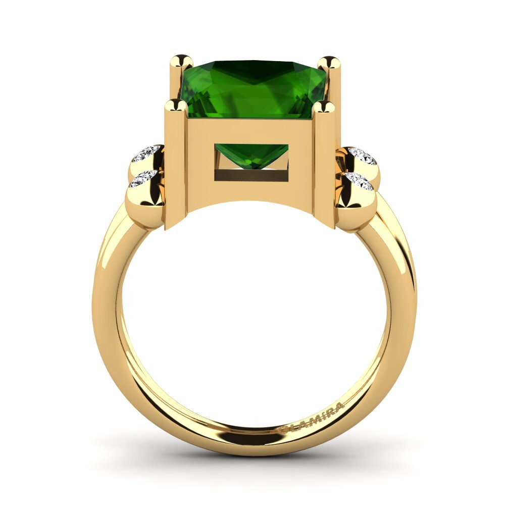 14k Oro Amarillo Turmalina verde Anillo Miskaela
