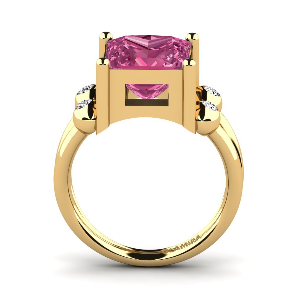 14k Oro Amarillo Turmalina rosa Anillo Miskaela