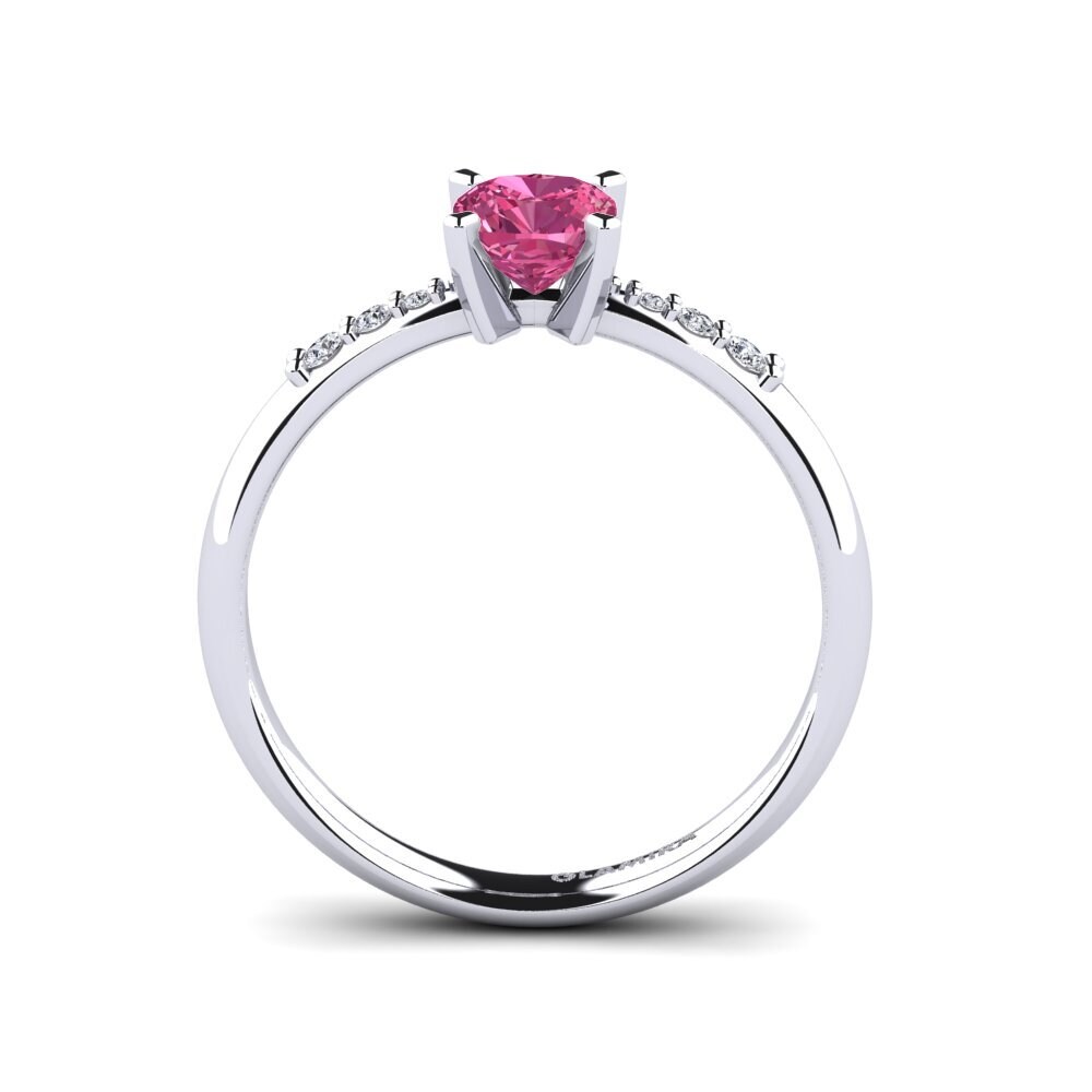 White Silver Pink Tourmaline Engagement Ring Miyesha