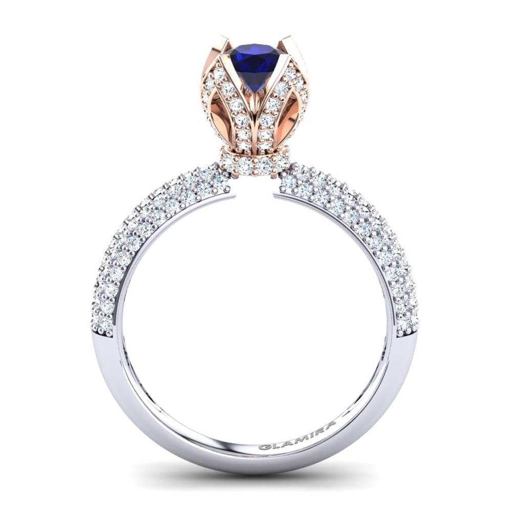 Circonita Azul Oscuro Anillo de compromiso Queen