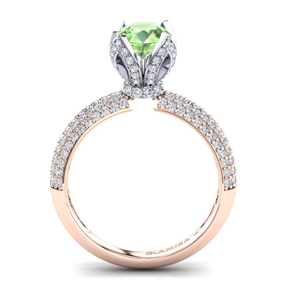 Green Amethyst Engagement Ring Queen 1.0 crt