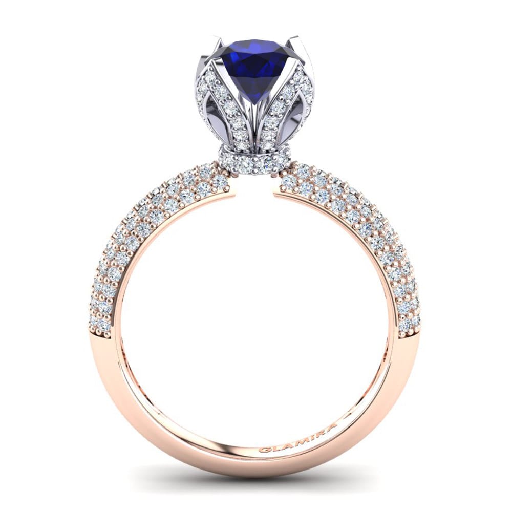 Circonita Azul Oscuro Anillo de compromiso Queen 1.0 crt