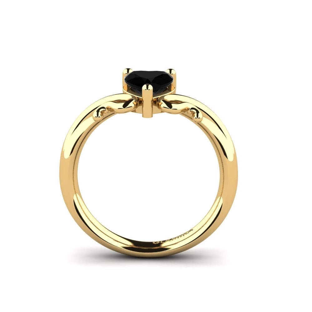 14ct Yellow Gold Black Onyx Women's Ring Modesta