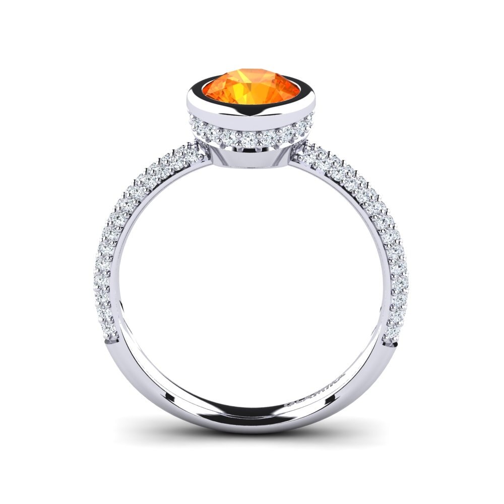 White Silver Orange Sapphire Engagement Ring Molissia