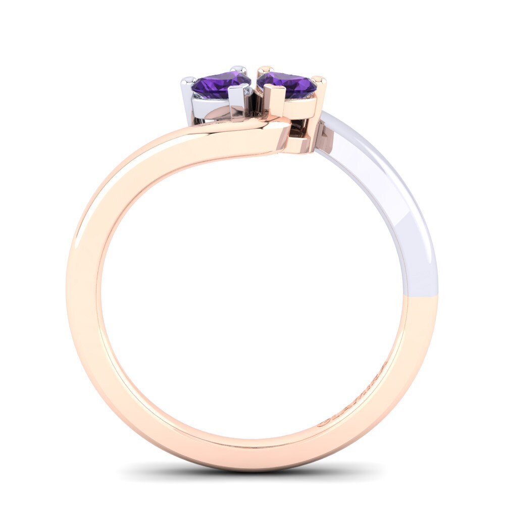 14ct Rose / White Gold Amethyst Engagement Ring Monalisa