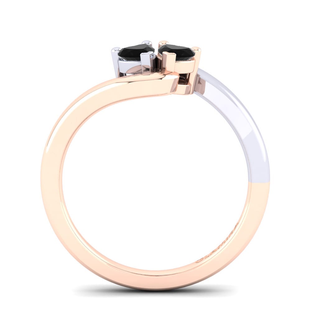 14ct Rose & White Gold Black Onyx Engagement Ring Monalisa