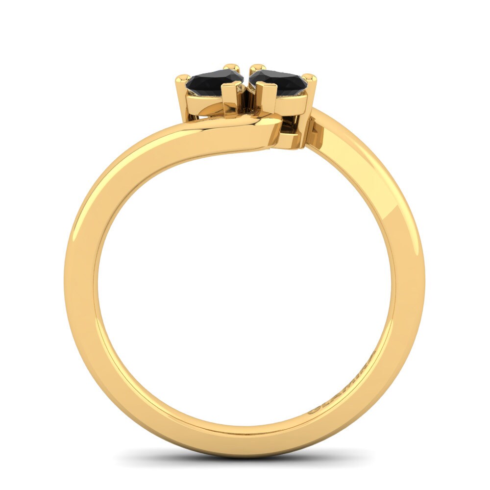 14ct Yellow Gold Black Onyx Engagement Ring Monalisa