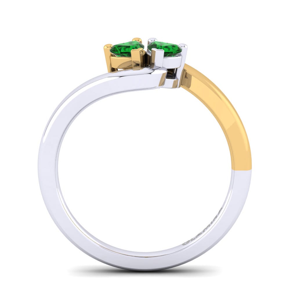 14ct White & Yellow Gold Emerald Engagement Ring Monalisa