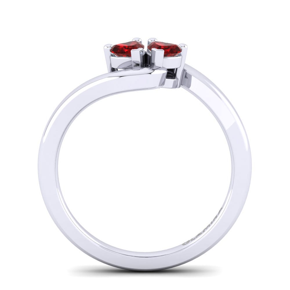 White Silver Red Zirconia Engagement Ring Monalisa
