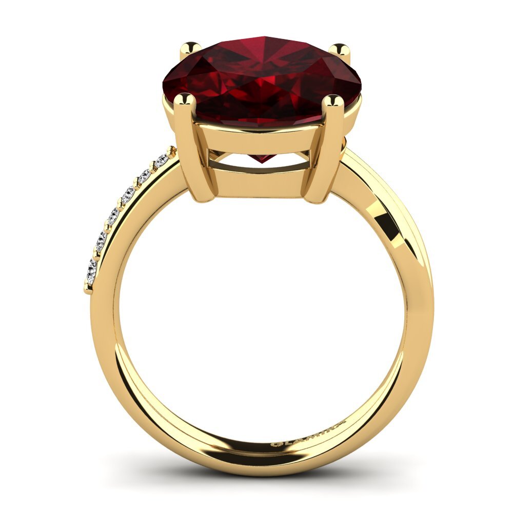 14k Oro Amarillo Granate Anillo Moneta
