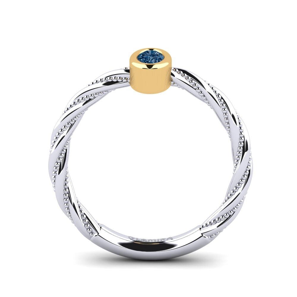 18ct White & Yellow Gold Blue Diamond Women's Ring Mongold