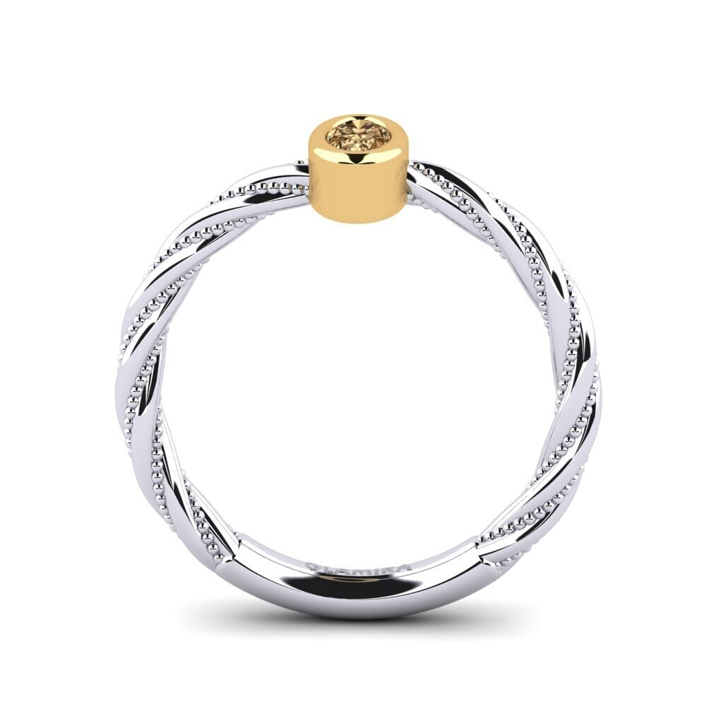 18ct White & Yellow Gold Brown Diamond Women's Ring Mongold