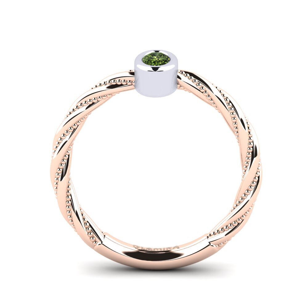 18ct Rose & White Gold Green Sapphire Women's Ring Mongold