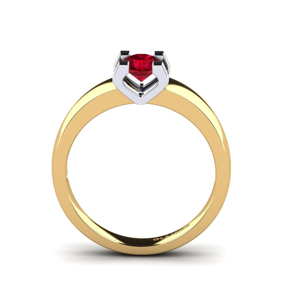 750 Gelb & Weißgold Roter Zirkonia Verlobungsring Monnara