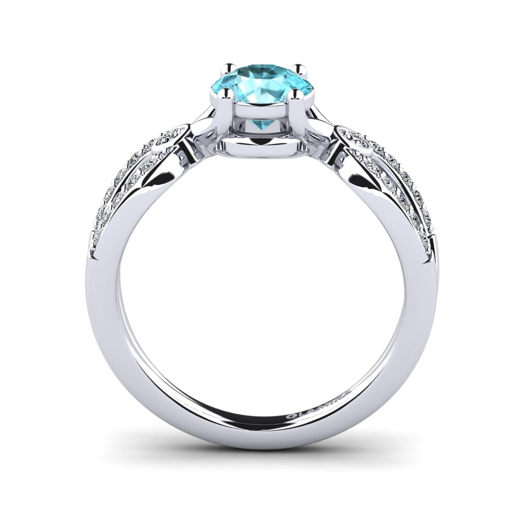 Round Blue Zircon Women's Ring Moolpira
