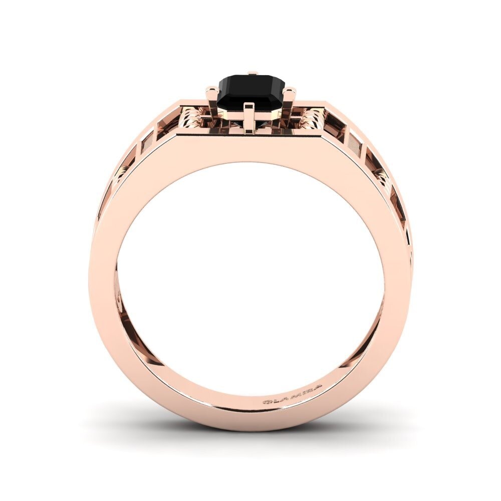 14ct Rose Gold Black Diamond Men's Ring Motivo