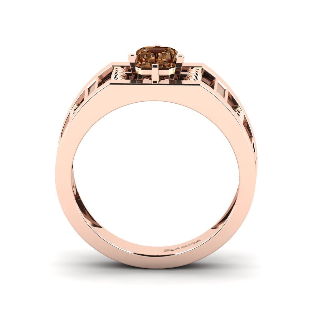 Oro Rosso 585 Diamante Marrone Anello da uomo Motivo