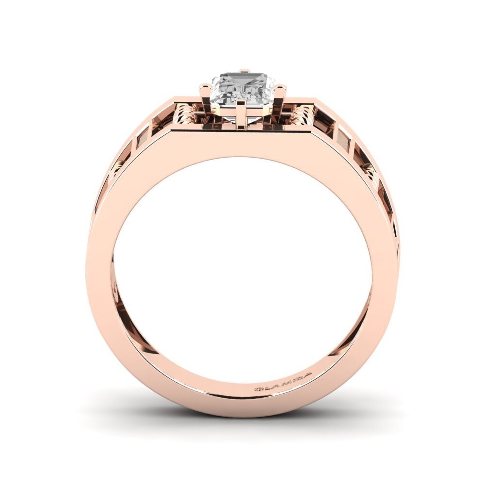 9ct Rose Gold White sapphire Men's Ring Motivo