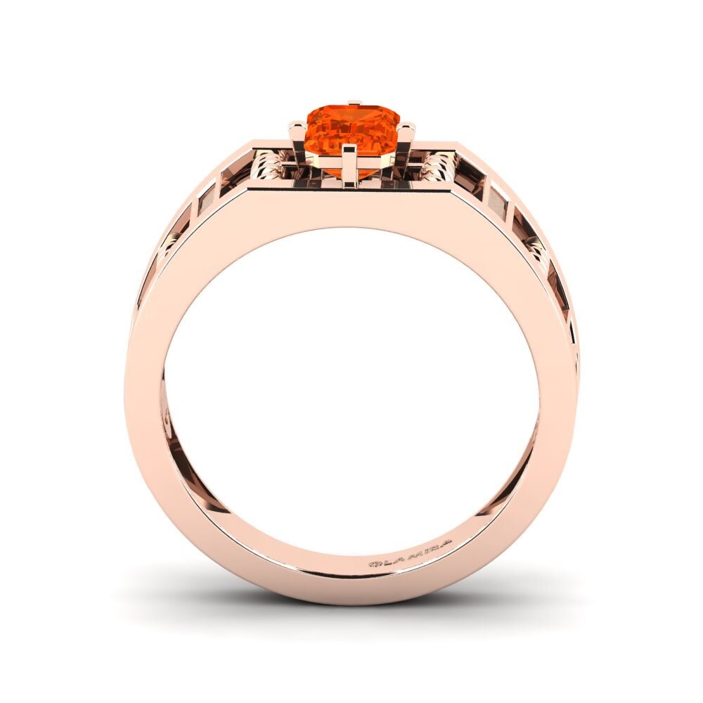 14ct Rose Gold Fire Opal Men's Ring Motivo