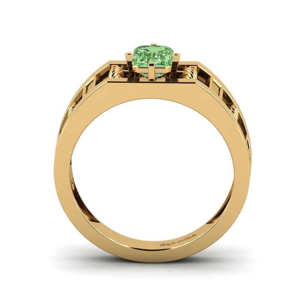 18ct Yellow Gold Green Diamond Men's Ring Motivo