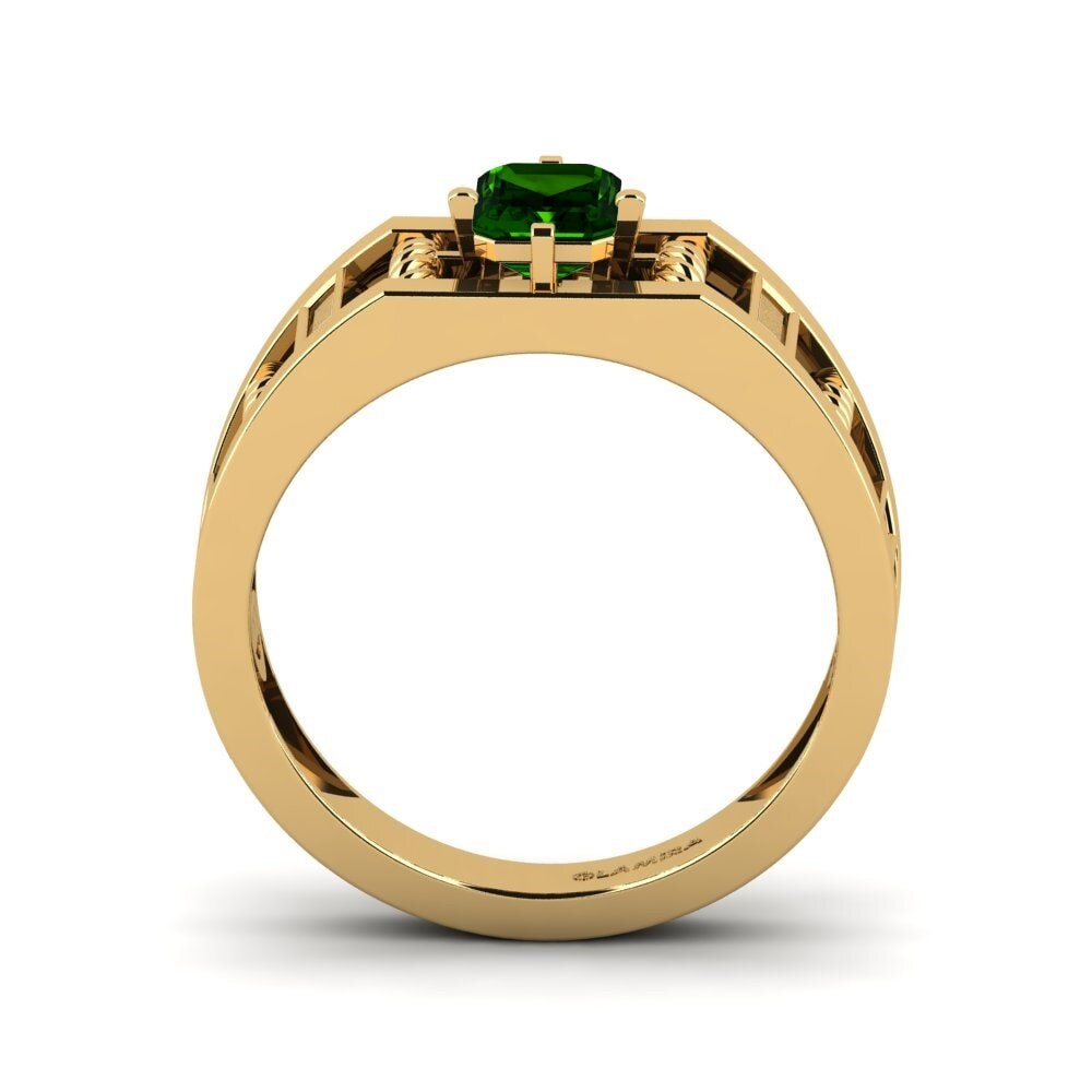 18ct Yellow Gold Green Tourmaline Men's Ring Motivo