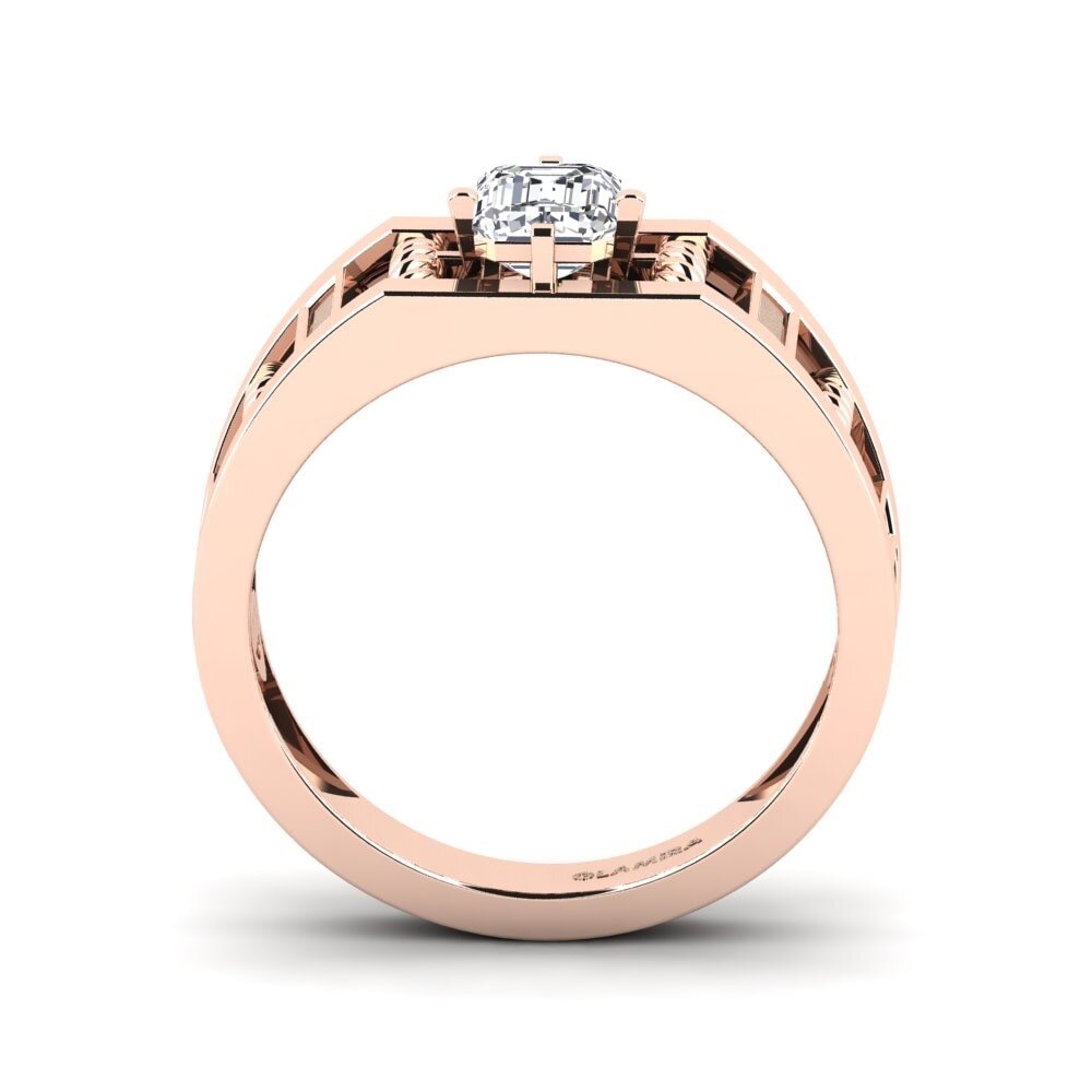 Oro Rosso 585 Diamante cresciuto in laboratorio Anello da uomo Motivo