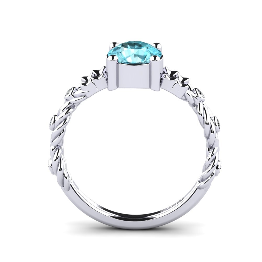 Round Blue Zircon Women's Ring Murste