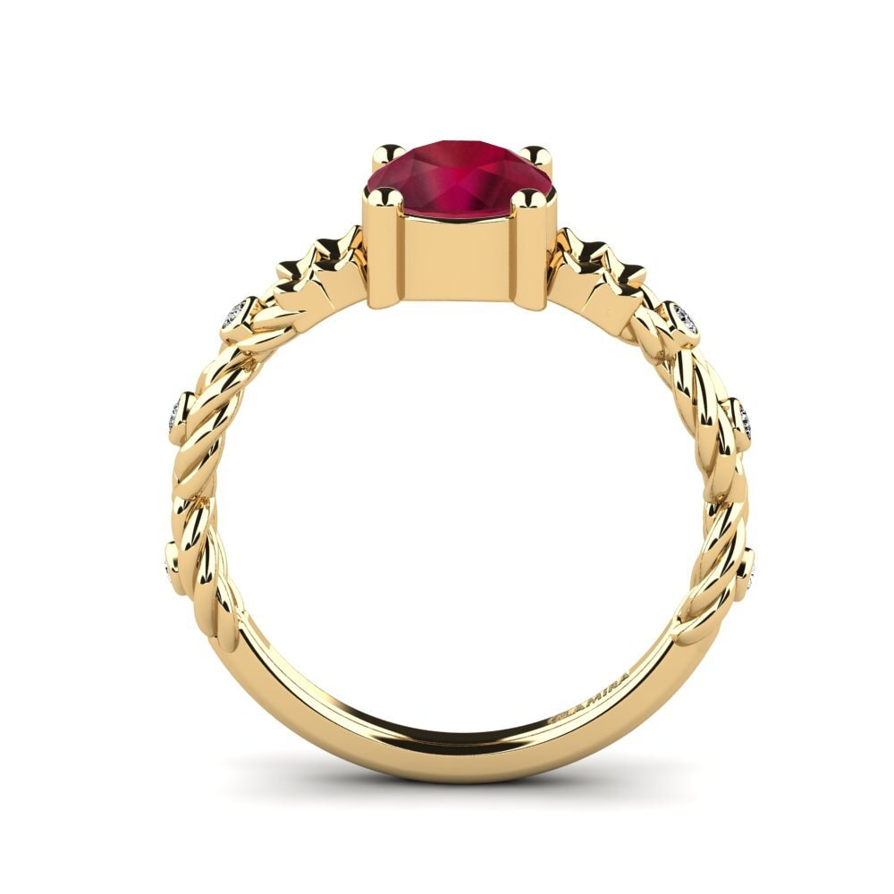 14ct Yellow Gold Ruby Women's Ring Murste
