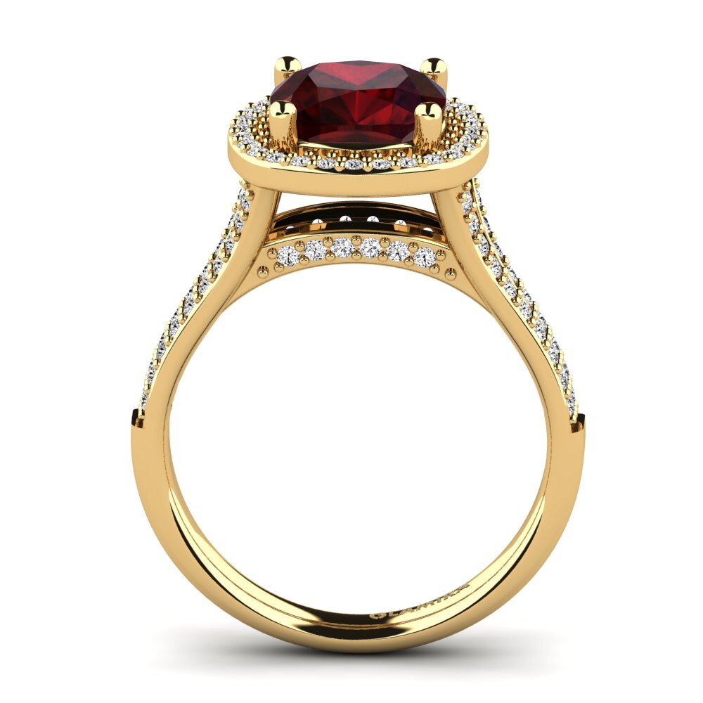 14k Oro Amarillo Granate Anillo de compromiso Mutinda