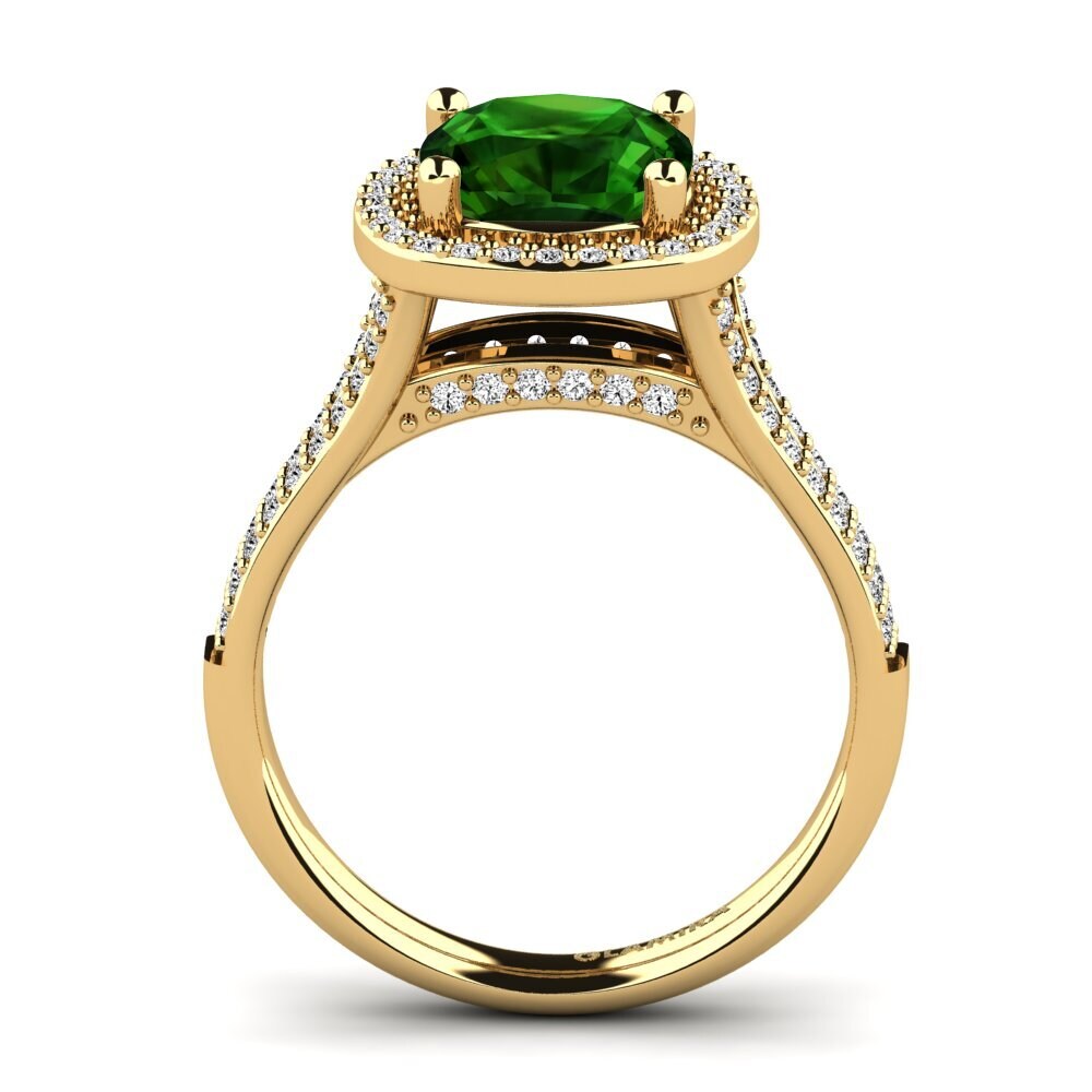 14k Oro Amarillo Turmalina verde Anillo de compromiso Mutinda