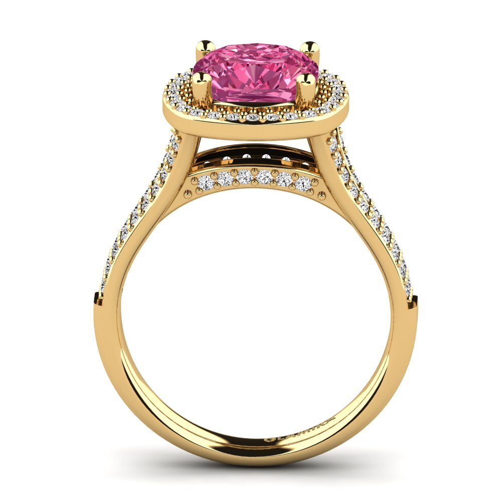 14k Oro Amarillo Turmalina rosa Anillo de compromiso Mutinda