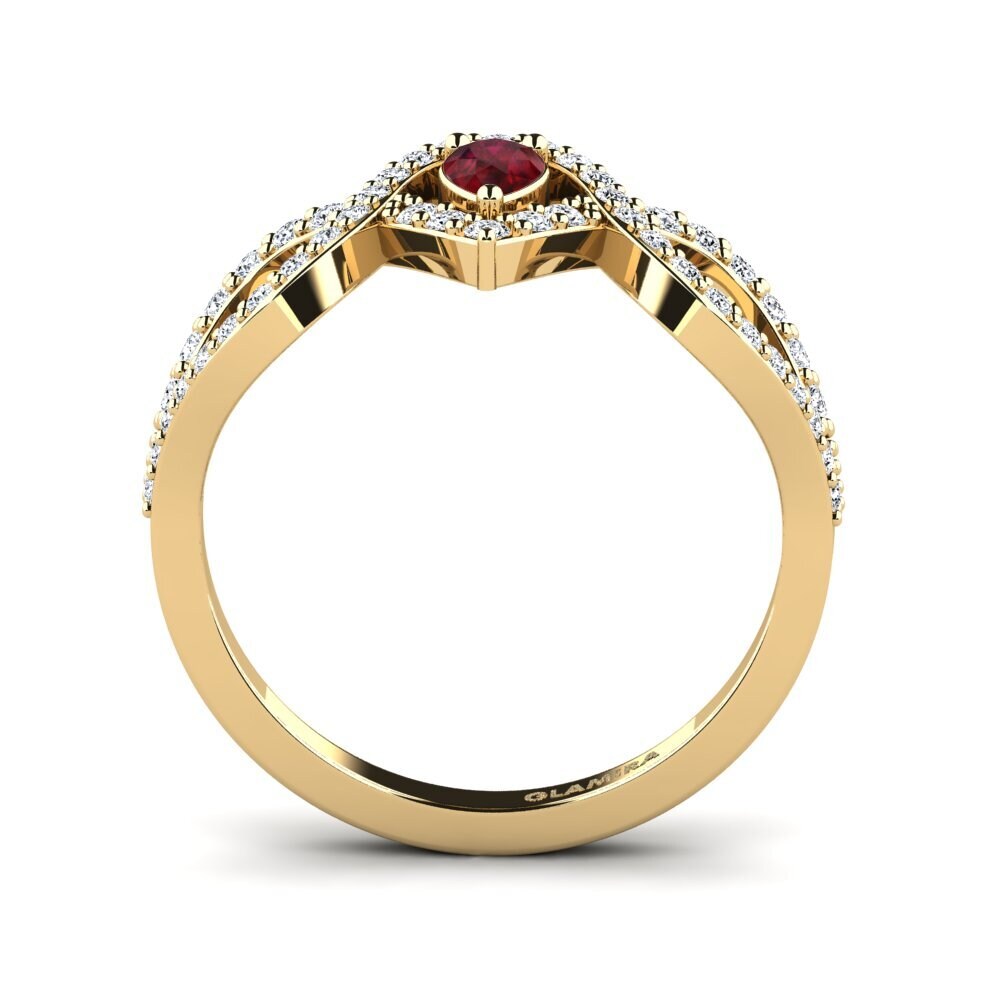 14ct Yellow Gold Ruby Women's Ring Myal
