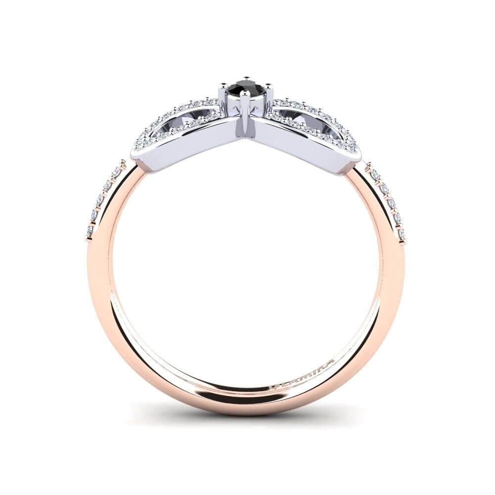 14ct Rose & White Gold Black Onyx Ring Naolin
