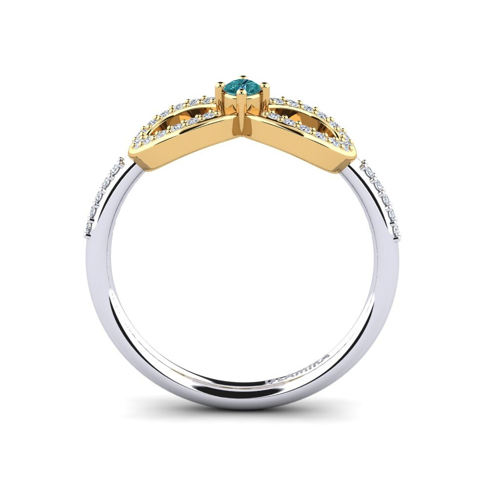18ct White & Yellow Gold Blue Diamond Ring Naolin
