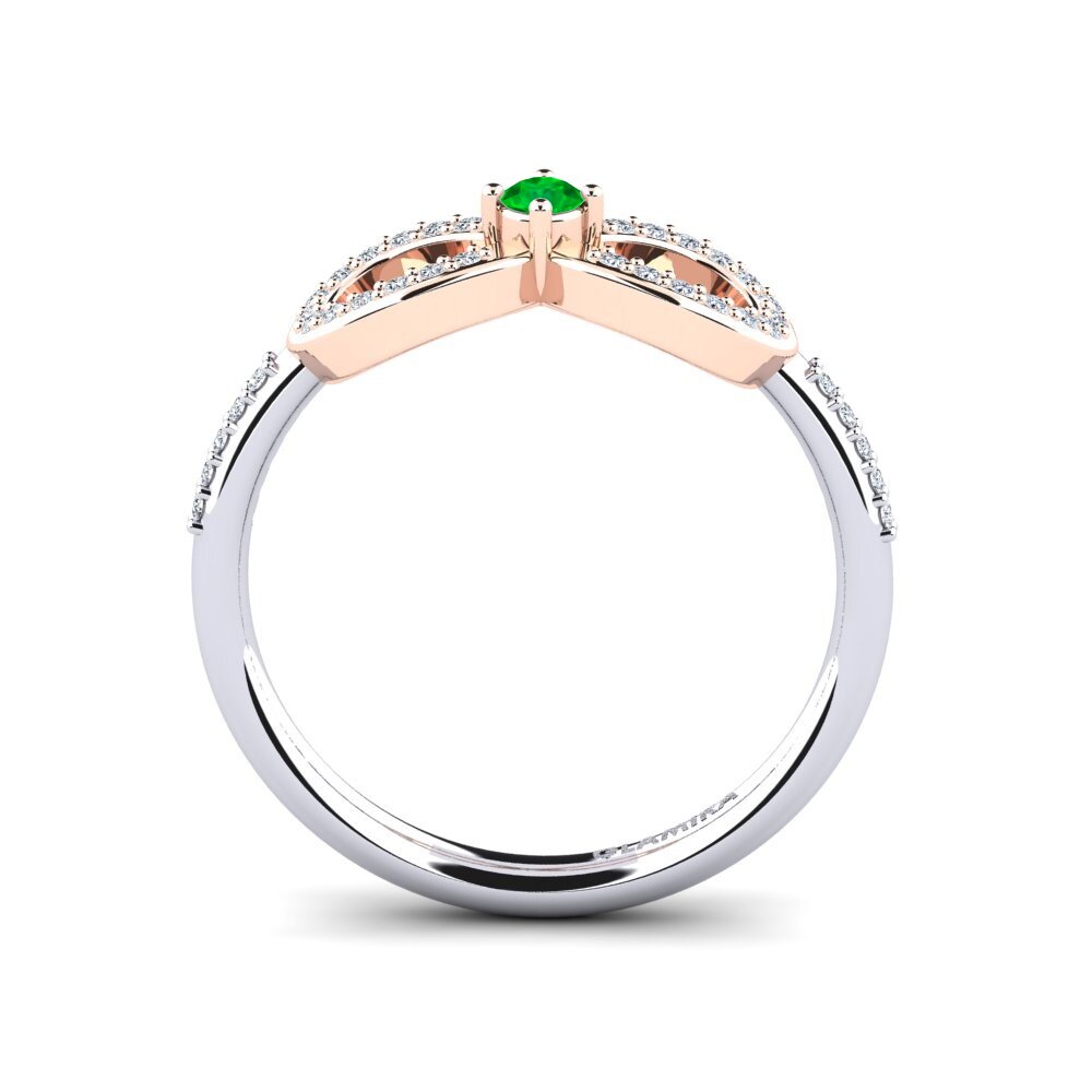14ct White & Rose Gold Emerald Ring Naolin