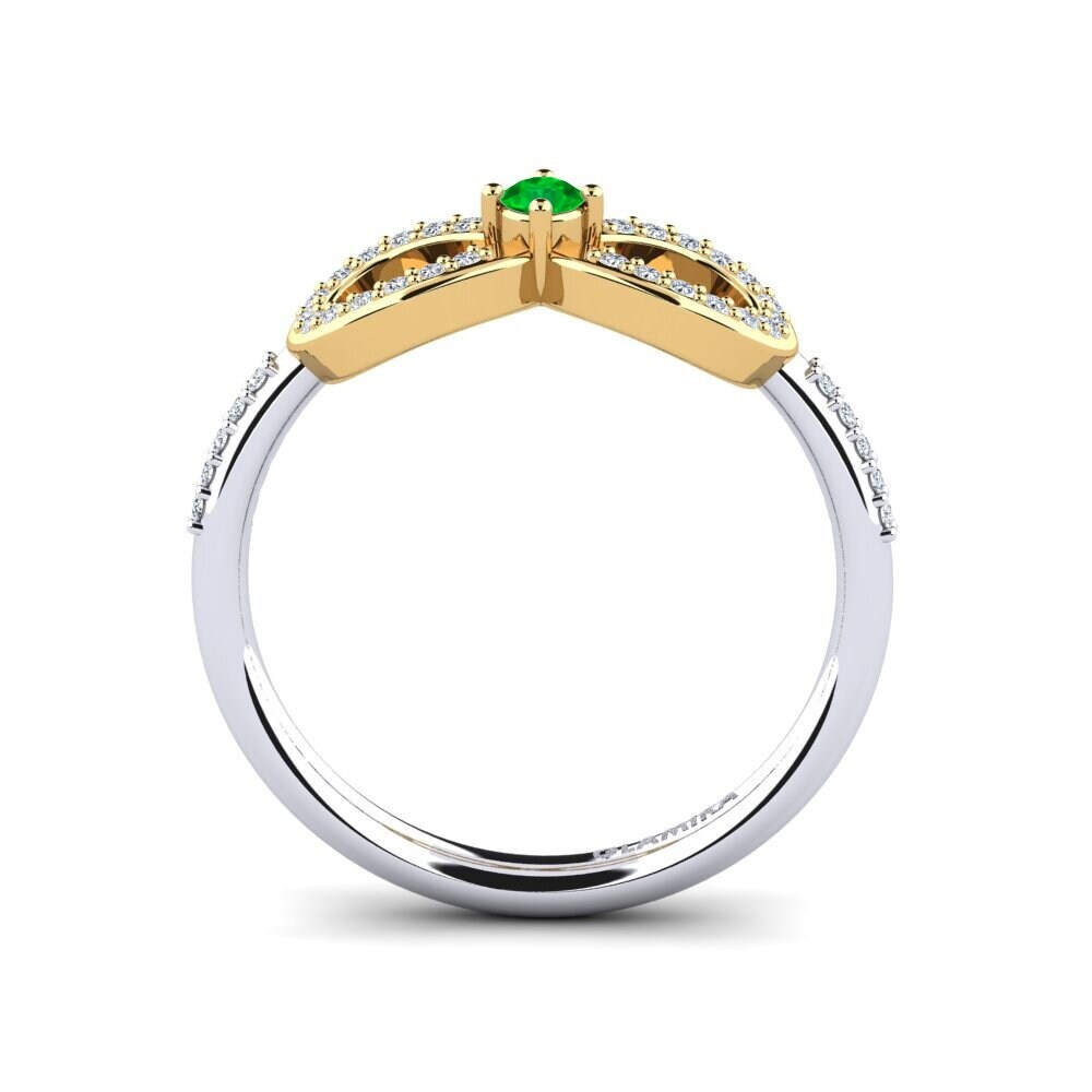 14ct White & Yellow Gold Emerald Ring Naolin