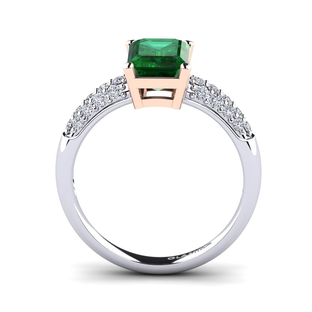 14ct White & Rose Gold Tsavorite Engagement Ring Navarra
