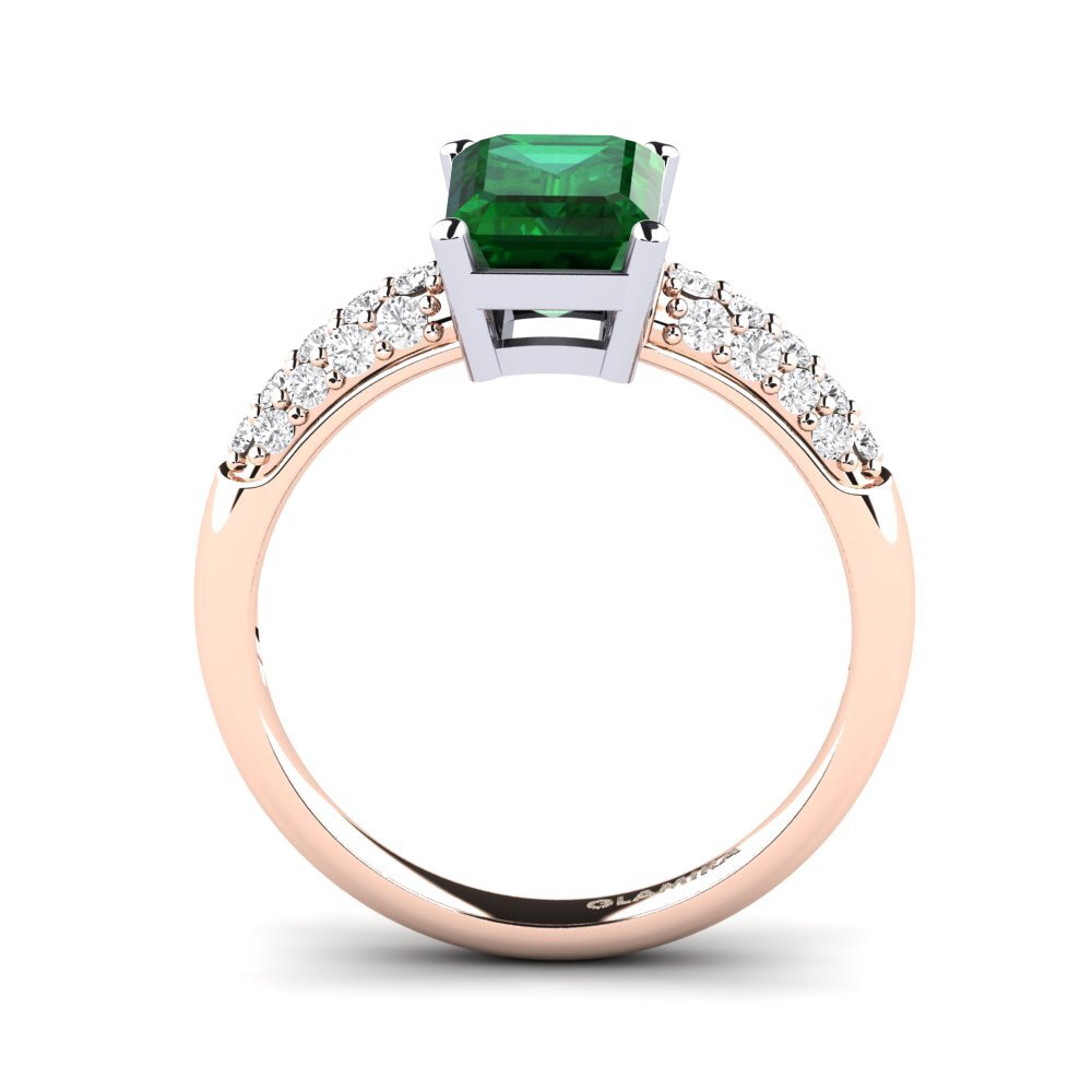 18ct Rose & White Gold Tsavorite Engagement Ring Navarra