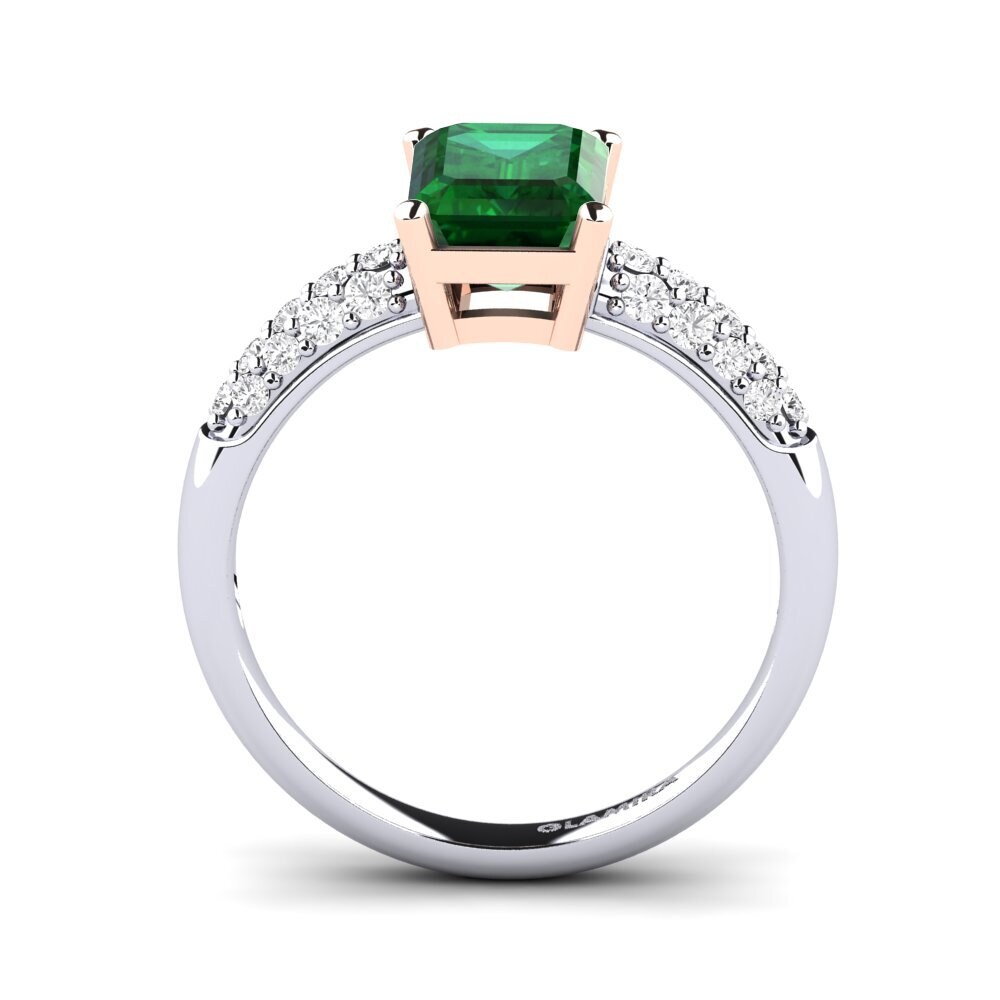 18ct White & Rose Gold Tsavorite Engagement Ring Navarra
