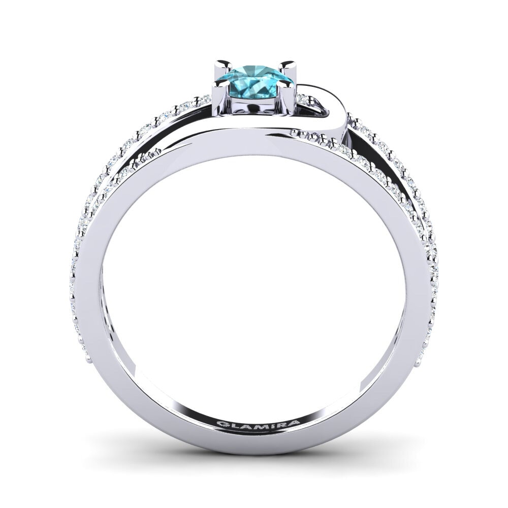 Round Blue Zircon Women's Ring Nealim