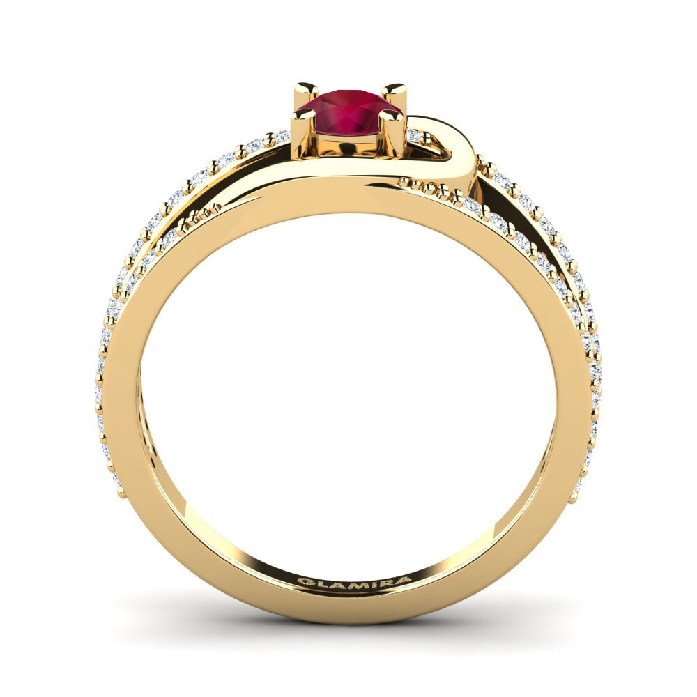 14ct Yellow Gold Ruby Women's Ring Nealim