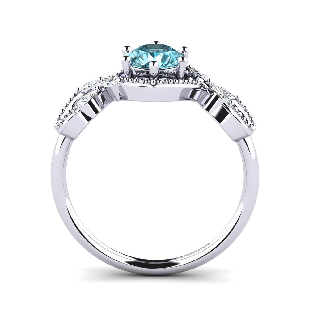 White Silver Blue Zircon Women's Ring Nelen