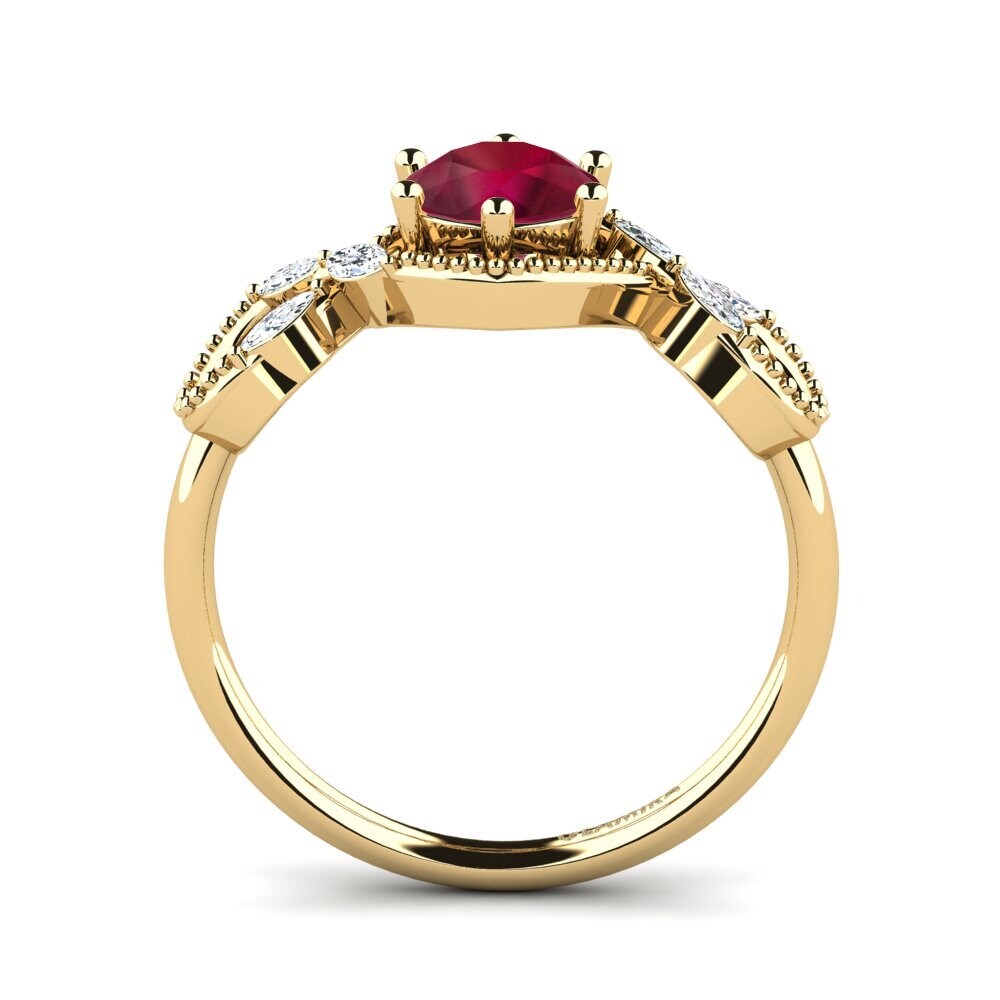 14ct Yellow Gold Ruby Women's Ring Nelen