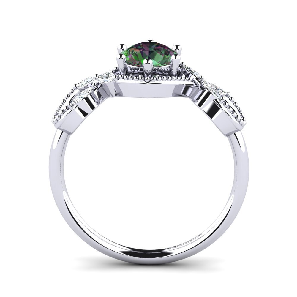 White Silver Mystic Topaz Women's Ring Nelen