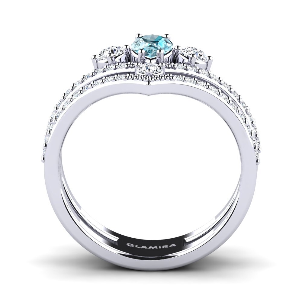 White Silver Blue Zircon Women's Ring Nene