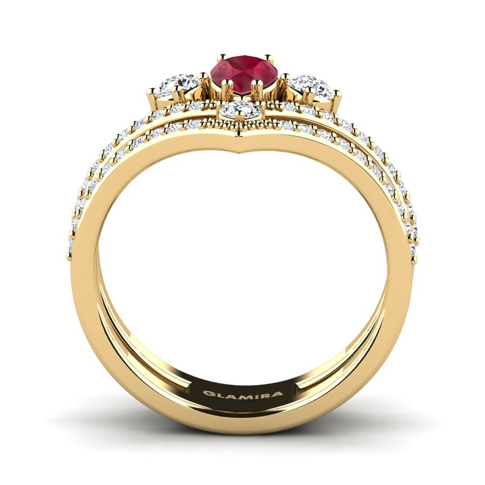 14ct Yellow Gold Ruby Women's Ring Nene