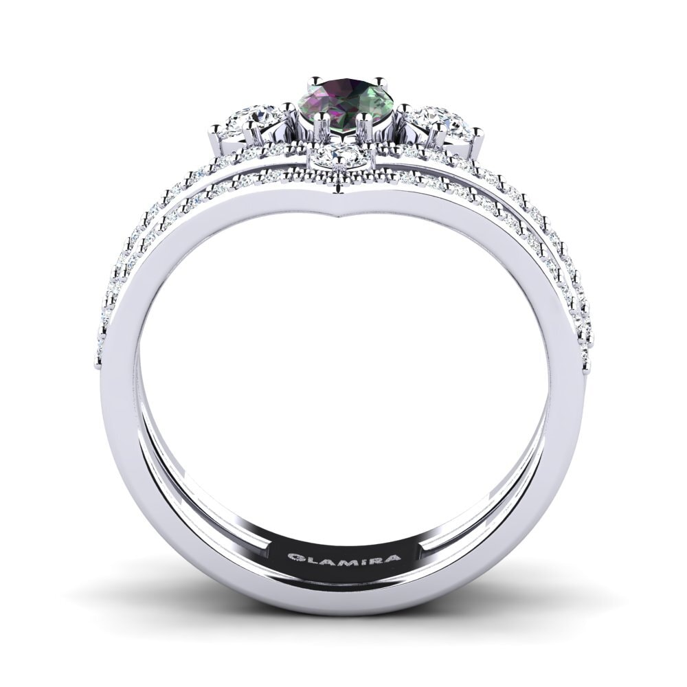 White Silver Mystic Topaz Women's Ring Nene